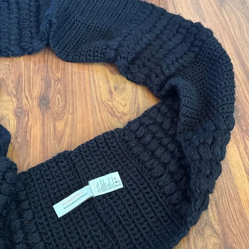 Known Supply hand knit Large black infinity wrap made a Uganda. Women business s